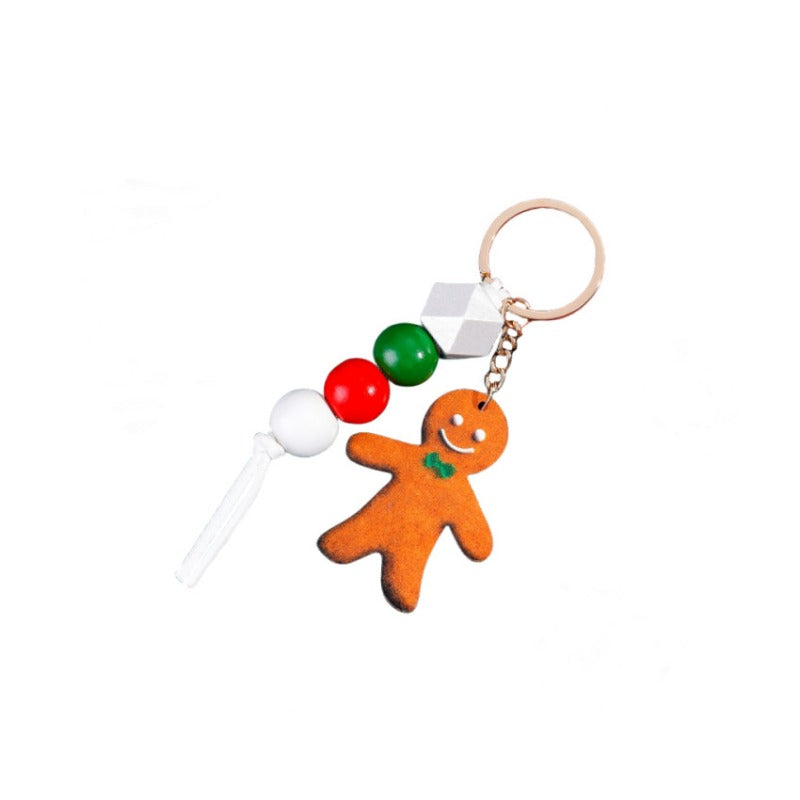 Wholesale Christmas Elk Santa Claus Beaded Keychain